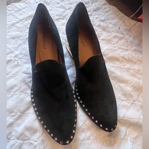 Jeffrey Campbell suede sheepskin pearl mules